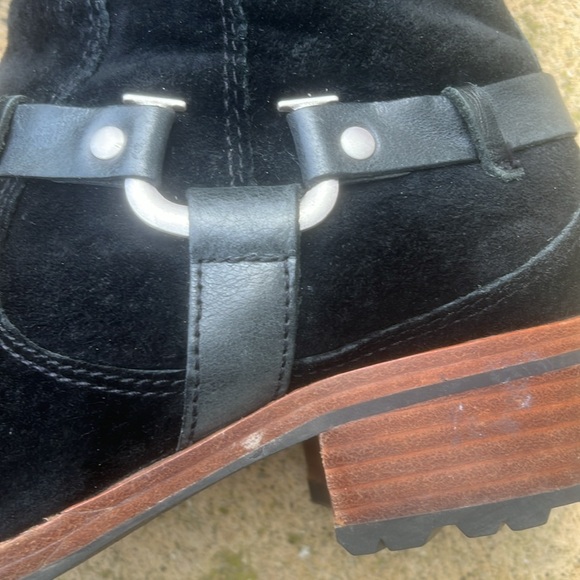 UGG Endell Women's Black Suede Leather Shearling Harness Moto Ankle Boot Size 8 - Picture 5 of 12